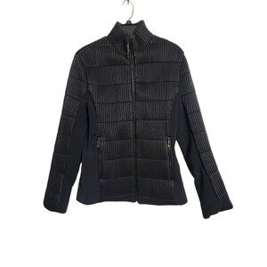 Postcard black fitted Ribbed puffer jacket Italy Quilted Luxury Jacket Size 10